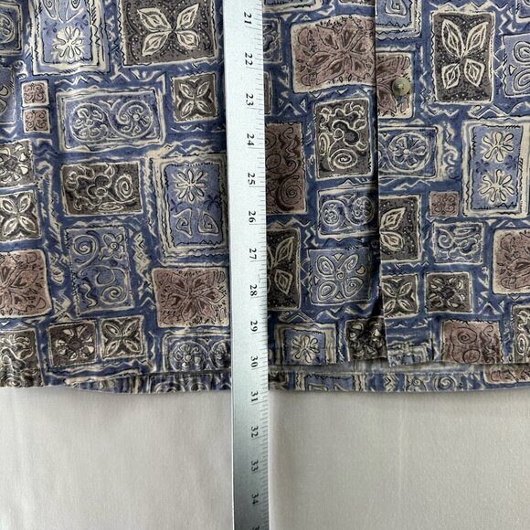 Pierre Cardin Shirt Mens Sz L Tropical Camp Geometric Button Down Cotton Blue - Picture 9 of 10